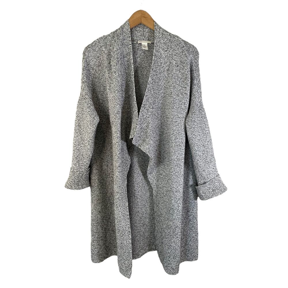 H&M Women's Open Front Knit Longline Cardigan Sweater Gray XS Comfy Cozy Neutral